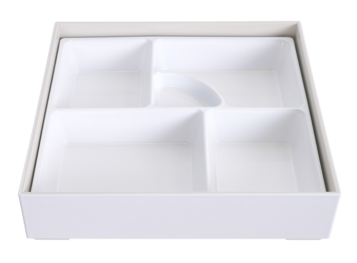 White bento box - lacquered - 25.5 x 25.5 cm ⋆ The Oriental Shop