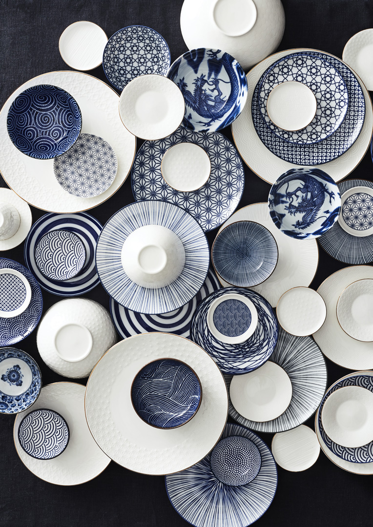 Blue and White Ceramic Sushi Set